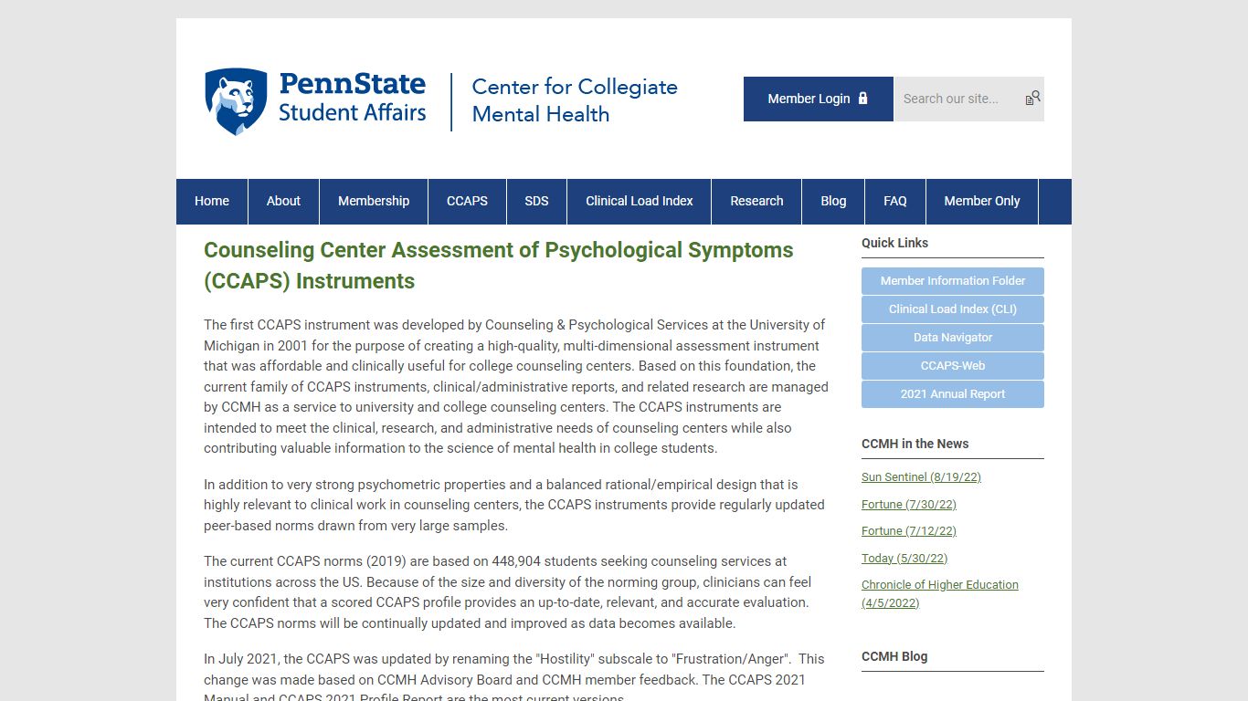 CCAPS - Center for Collegiate Mental Health